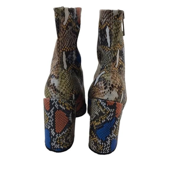Public Desire faux colorful snakeskin chunky heel boots size 6 - Picture 5 of 10